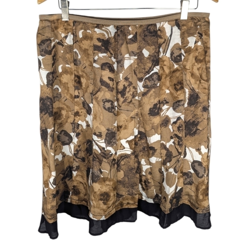 NIC+ZOE Brown Multi A-line Cotton camouflage checkered woman's 14p
